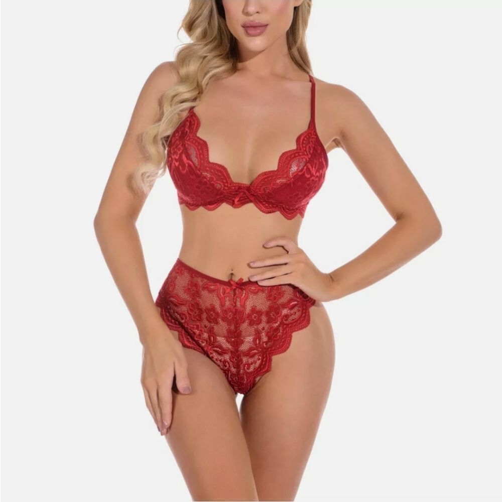 Sexy Lingerie for Women Lace Bra and Panty Set Strappy Babydoll Bodysuit